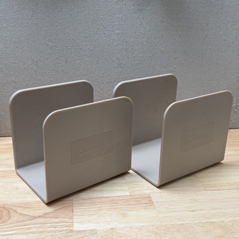 Set of 2 Caraway Magnetic Pot Pan Lid Holder Organizer Storage Dividers Beige